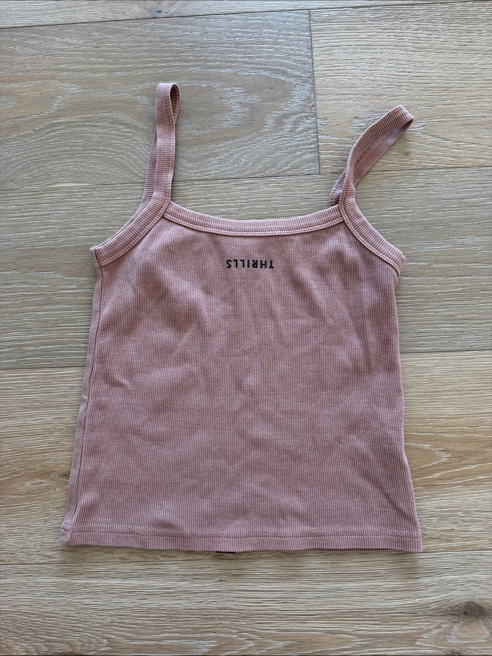 Thrills Ribbed Spaghetti-Strap Cami in Rose/Brownish color